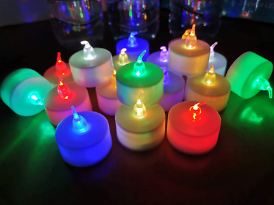 #ad 24 Romantic LED Tea Lights Color Changing Night Light Battery Operated Candles $20.05