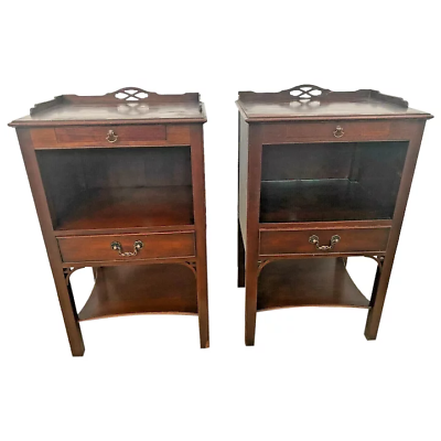 #ad Rare Kindel Matching Bedside Chests Night Stands Mahogany Side Tables 2 drawers $2395.00