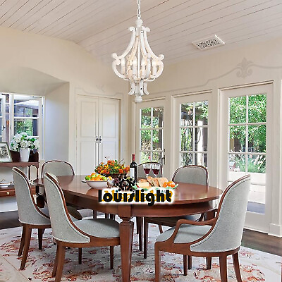 #ad Rustic Chandelier Farmhouse Wood Lighting Fixture Dining Room Pendant Light Home $84.99