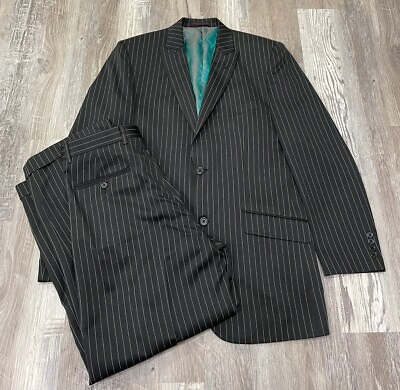 #ad #ad Midtown Man Suit Mens 38R Pants 32 29 Black Pin Striped $42.49