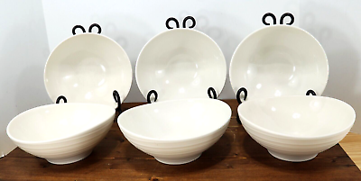#ad Mikasa Swirl White DJ100 Set Of 6 Soup Cereal Bowls 7 Inch Ironstone C $47.99