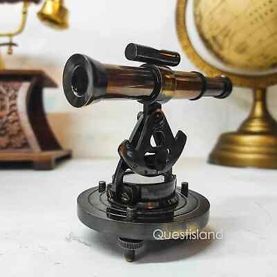 #ad Alidade Telescope Brass Vintage With Compass Base Marine Collectible Decorative $45.00