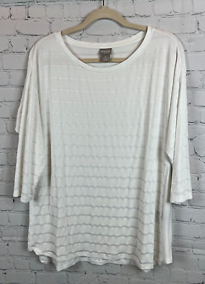 #ad CHICO#x27;S Petite white knit drop shoulders 3 4 sleeve top tunic size 2P 12 14P $24.00