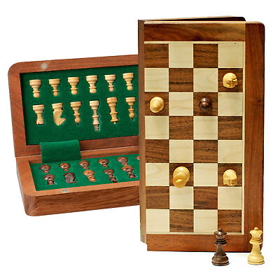 #ad WE Games Travel Magnetic Wood Folding Chess Set 7 inches $48.99