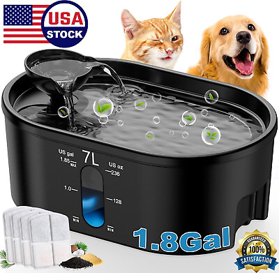 #ad 7L Wireless Automatic Pet Water Fountain Dispenser Cat Drinking for Large Dog US $42.74
