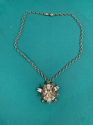 #ad Monet Vintage Modernist 1970s Starburst Pendant Chain Necklace Gold Statement $25.18