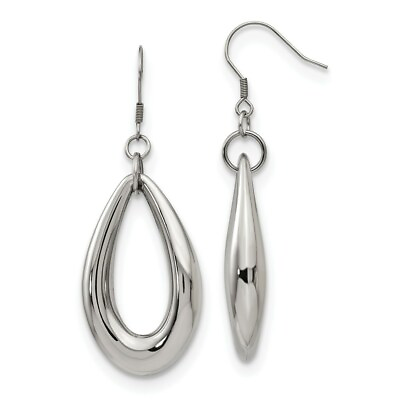 #ad Stainless Steel Polished Teardrop Dangle Earrings $25.70