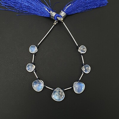 #ad 16.60cts Natural Rainbow Moonstone amp; Blue Sapphire Gemstone Loose Beads Pear $45.82