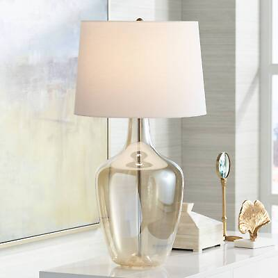 #ad Ania Modern Table Lamp 31quot; Tall Clear Champagne Glass for Bedroom Living Room $149.99
