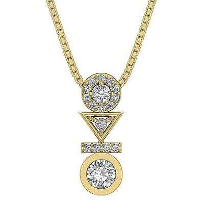 #ad I1 G 0.60 Ct Natural Diamond Fashion Pendant Necklace 14K Yellow Gold Appraisal $596.39