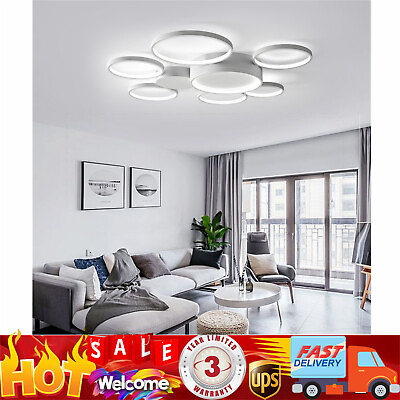#ad 7Ring Modern LED Ceiling Light Bedroom Living Room Dimmable Pendant Lamp Fixture $70.58