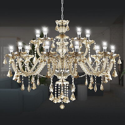 #ad Modern Large 15 Light Crystal Chandelier Ceiling Glass Pendant Lighting Lamp $193.59