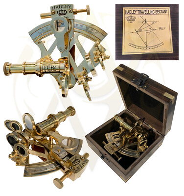 #ad Brass Navigation Compass Working Sextant with Wooden Box Antique Gift For Sailor $45.00