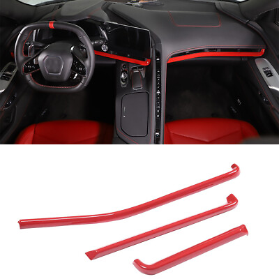 #ad ABS Red inner control dashboard Cover trims For Corvette C8 2020 23 $74.99