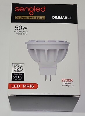 #ad LED MR16 DIMMABLE 2700K 525 LUMENS DESIGNER PRO SENGLED 8.5w Replaces 50W $2.99
