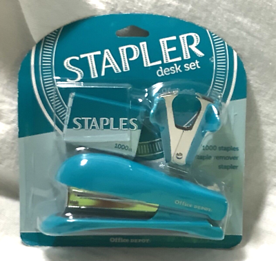 #ad Stapler Desk Set “Office Depot” 1000 Staples Stapler amp; Staple Remover Teal $8.10