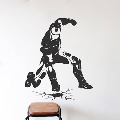 #ad Iron Man Wall Decal Avengers Wall Mural Vinyl Removable Superhero Design s90 $62.95
