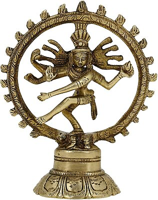 #ad Nataraja Dancing Shiva Hindu God Figurine Brass 14 cm $24.99