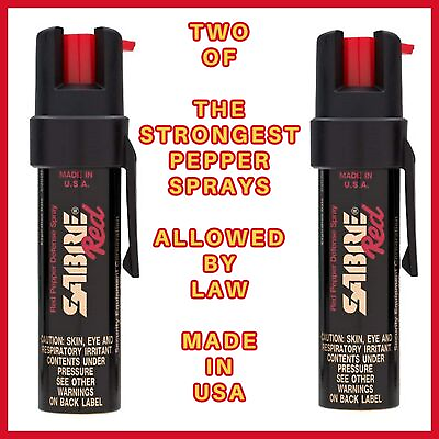#ad TWO 2 Clip On PEPPER SPRAY SABRE POLICE Max 10 Ft Range Self Defense Exp 2028 $20.75