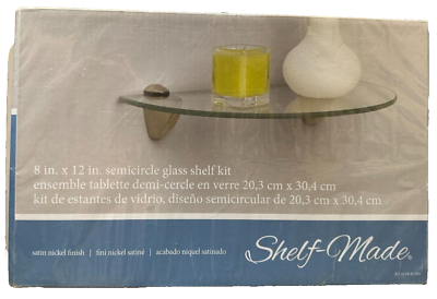 #ad Shelf Made 8 in x 12 in Semicircle Glass Shelf Kit Satin Nickel Finish New $10.48