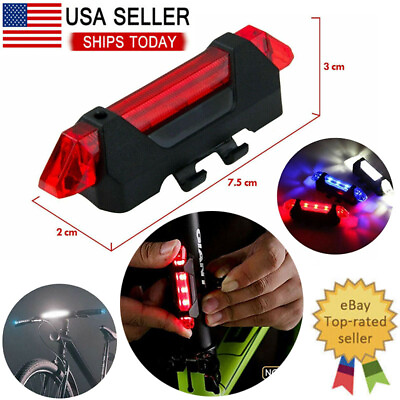 #ad LED USB Rechargeable Bike Tail Light Bicycle Safety Cycling Warning Rear Lamp $3.89