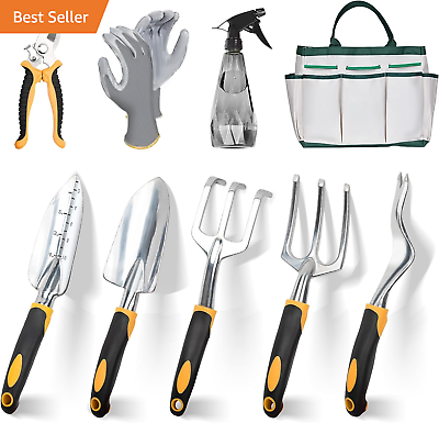 #ad Garden Tools 9 Piece Heavy Duty Gardening Tools Set with Non Slip Rubber Grip $39.18