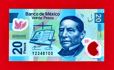 #ad MEXICO 20 pesos 2017 UNC Polymer P 122AH BENITO JUAREZ Sign: León amp; Rabiela $5.43