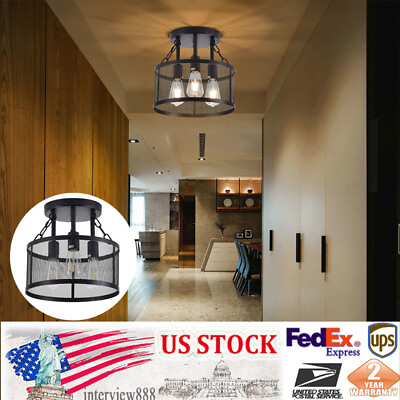 #ad 3 Light Farmhouse Loft Rustic Chandelier Pendant Ceiling Light Fixture Lamp $34.91