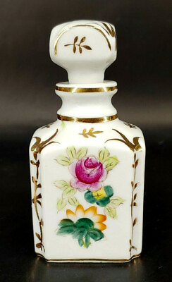 #ad Irice Porcelain Perfume Potion Bottle Rose amp; Flowers Hand painted Vintage u 10E $35.00