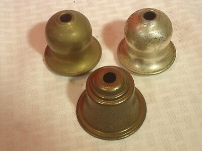 #ad 3 Antique Brass Hanging Oil Lamp Parts Smoke Bells Sockets $15.00