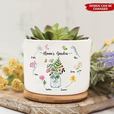 #ad Custom Ceramic Mini Plant Pot With Kid Names Mother#x27;s Day Gift for Grandma Mom $41.70