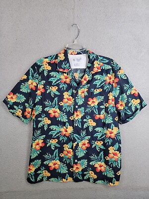 #ad Penguin Munsingwear Shirt Mens Large Hawaiian Floral Short Sleeve $15.00