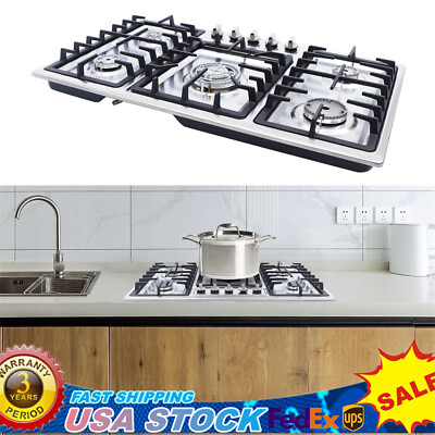 #ad 33.8quot; 5 Burners Stove Top Stainless Steel Built In Gas Propane Cooktop Stove USA $187.15