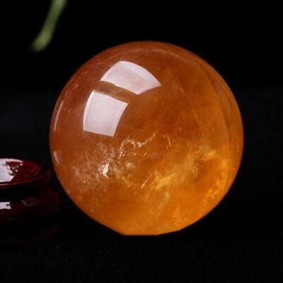 #ad 40 100mm Natural Citrine Calcite Quartz Crystal Sphere Ball Reiki Healing Gem $18.69