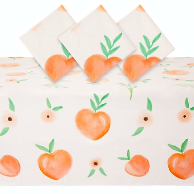 #ad 3 Pack Peach Tablecloths 54x108 Inch Table Covers for Party Supplies $11.89