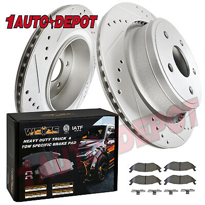 #ad Rear Drilled Brake Rotors Carbon Fiber Ceramic Pads for Ram 1500 Durango Aspen $119.99