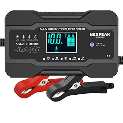 #ad NEXPEAK 10 Amp Car Battery Charger 12V and 24V Smart Fully Automatic Maintain... $46.29