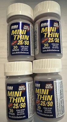 #ad Mini Thin 25 50 Energy Booster Pills 4 Bottles 120 Caps Free Ship 3 Month Supply $22.99