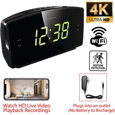 #ad Zeus CCTV 4K HD Wi Fi Alarm Radio Desk Night Stand Bed Side Spy Camera $269.00