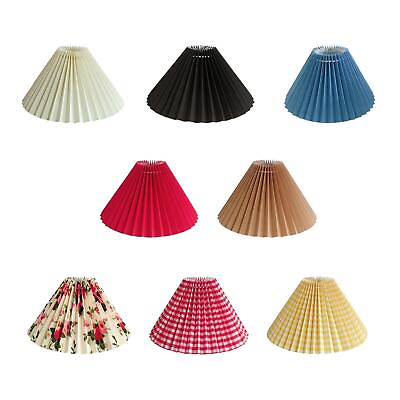 #ad Round Pleated Lampshade E27 Clip On Cloth Standing Covers Fabric Lamp Shade $11.01