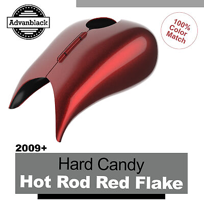 #ad Advanblack Hard Candy Hot Rod Red Flake Stretched Tank Cover Fits 2009 Harley $499.00