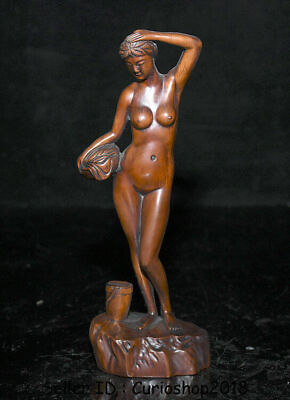 #ad 7.8quot; Old China Boxwood Wood Carved naked beautiful woman beauty Belle Statue $124.32