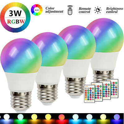 #ad 4pcs RGBW LED Light Bulbs Remote Control E27 16 Color Changing Night Decor Lamp $13.99