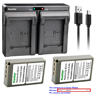 #ad Kastar Battery Dual USB Charger for Olympus BLS 5 amp; Olympus E PL1 EPL1 Camera $18.99