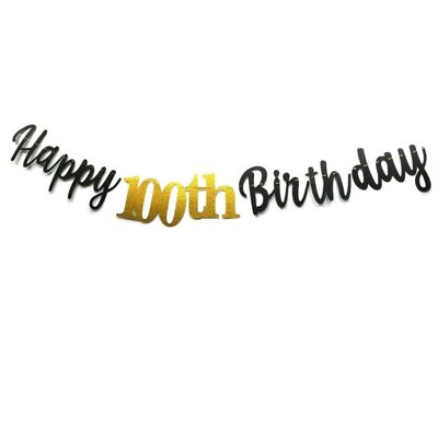 #ad MEDIMQC Happy 100th Birthday Banner Cheers to 100 years100 Fabulous Black $10.15