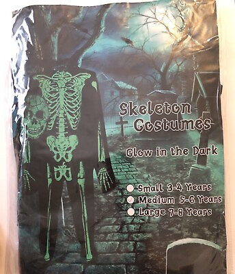 #ad Youth Girls or Boys Size Medium Ages 5 6 Years Glow In Dark Skeleton Costume $29.99