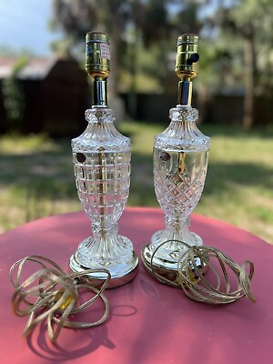 #ad VTG 2 European Collection LEAD CRYSTAL Hollywood Regency Table Accent Lamps $40.00