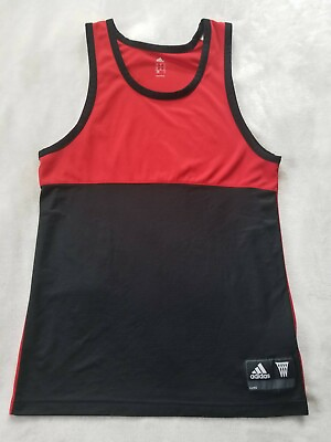 #ad Adidas Muscle Tank Top Adult M Basketball Players Logo Color Block Athletic Red $16.52
