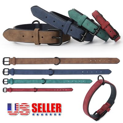 #ad Dog Pet Adjustable PU Leather Collar Soft FOR Small Medium Large Dog With Buckle $7.01