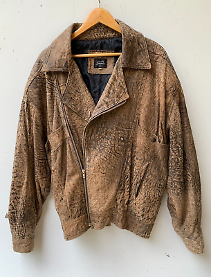 #ad JOHENIC Australian Vintage Leather Jacket Mens Size XL Pigmented Leather Brown AU $175.00
